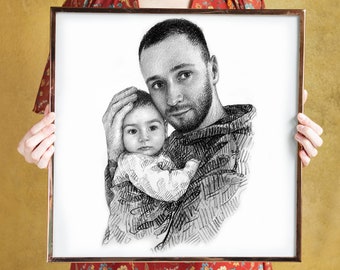 Custom Portrait - Drawing  From Photo - charcoal drawing - Custom Art - Custom drawing - personalized - portrait - gift for dad