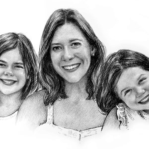 Custom family portrait painting from photo, family drawing portrait, personalized family portrait, Hand drawing, Mothers day gift for mom