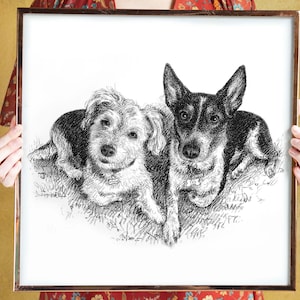 Custom Dog portrait, 100% hand painted, Dog memorial Gift for Dog lovers, Dog Loss gift, Personalized Pet portrait from photo, Charcoal art