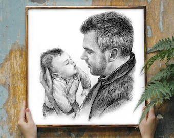 Christmas Gifts for Dad, Custom portrait, Personalized gifts for Dad birthday gift, Dad gift from daughter, Fathers day gift from son