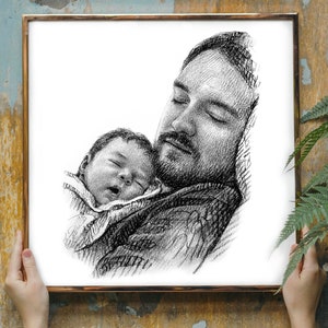 Gifts for New dad gift Dad Gifts for Dad Gifts from Daughter First Fathers day gift First time dad gift Best dad ever Custom Drawing art image 8