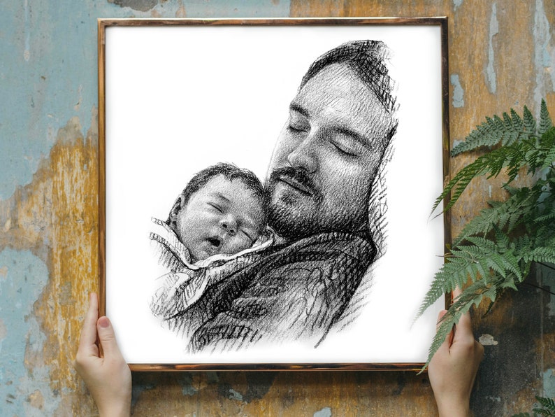 Gifts for New dad gift Dad Gifts for Dad Gifts from Daughter First Fathers day gift First time dad gift Best dad ever Custom Drawing art image 8