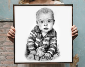 Unique Christmas gifts for grandma gift, Custom kids portrait, Personalized grandma gifts Best gifts for grandma mothers day gift Hand Drawn