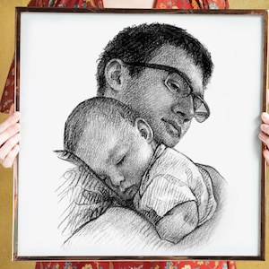baby portrait drawing Children portraits gift for father from daughter Fathers Day Gift from Son baby birthday gift Fathers day gift Drawing