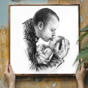 Gifts for New dad gift Dad Gifts for Dad Gifts from Daughter First Fathers day gift First time dad gift Best dad ever Custom Drawing art image 10