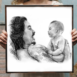 Gifts for New dad gift Dad Gifts for Dad Gifts from Daughter First Fathers day gift First time dad gift Best dad ever Custom Drawing art image 7