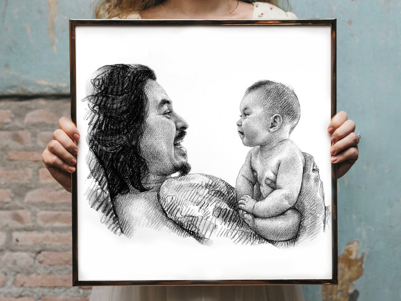Gifts for New dad gift Dad Gifts for Dad Gifts from Daughter First Fathers day gift First time dad gift Best dad ever Custom Drawing art image 7