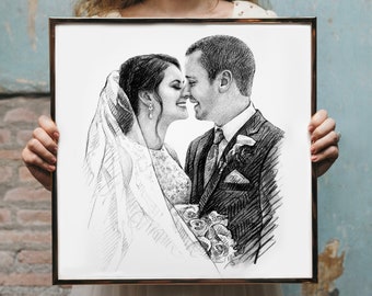 custom wedding portrait Anniversary present for him anniversary present for man anniversary present for husband marriage gifts art