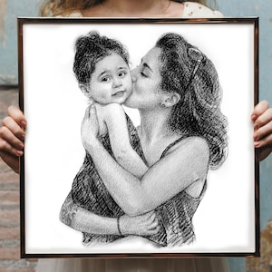 Cadeau personnalisé pour la fête des mères de la fille, Cadeau de la fête des mères pour grand-mère, Portrait personnalisé à partir de la photo, Cadeaux pour maman, Cadeau de fête des mères 2021