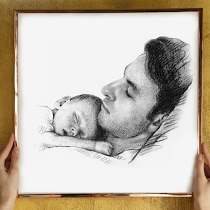 Premiers cadeaux de Noël de papa, Portrait personnalisé de la photo Premier cadeau de Noël de bébé, Cadeau de Saint-Valentin pour mari, Cadeau d’anniversaire pour mari