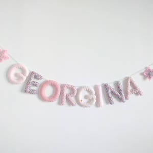 Guirnalda con el nombre para habitación infantil Liberty Rose lluvia de estrellas