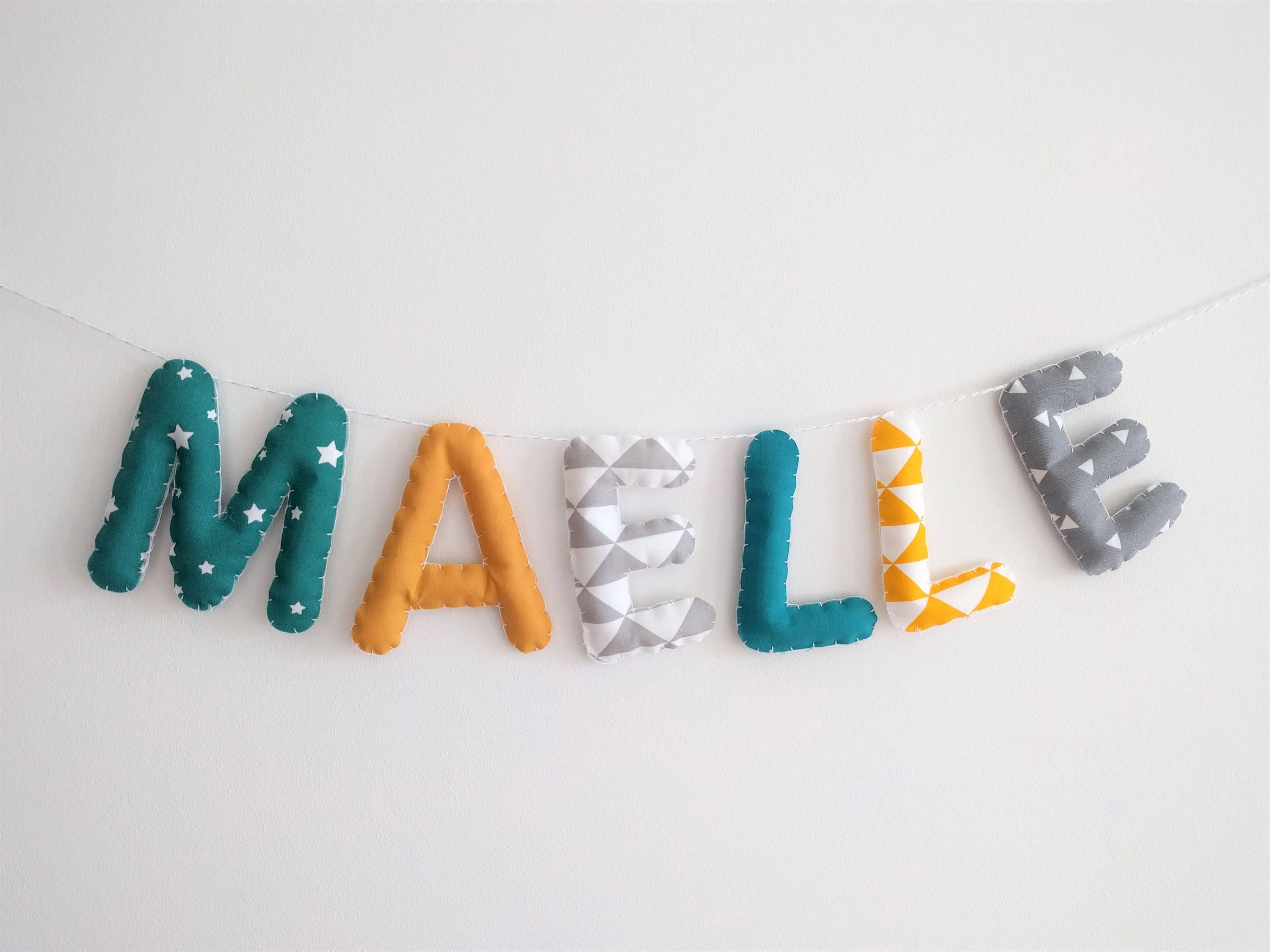 Guirlande Prénom Pour Chambre d'enfant Jaune Bleu Vintage