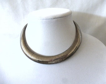 silver tone SERPENTINE flexible NECKLACE CHOKER