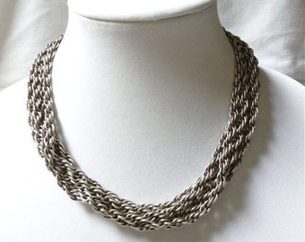 RARE Joseff of Hollywood silver plated multi CHAIN necklace CHOKER- old stamp