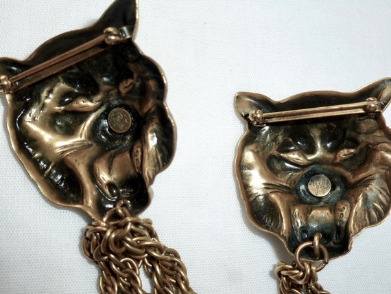 RARE Joseff of Hollywood LIONESS Lion CHATELAINE Brooch Pin Large 