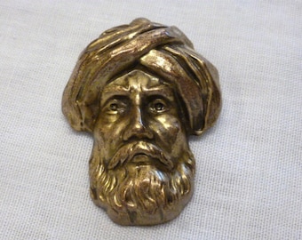 BOOK piece vintage Joseff of Hollywood turban man BROOCH pin