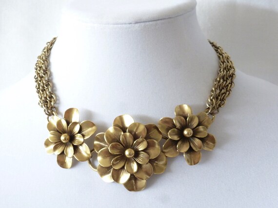 Joseff of Hollywood triple camellia FLOWER NECKLAC