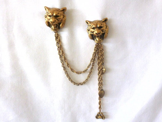 RARE Joseff of Hollywood LIONESS Lion CHATELAINE Brooch Pin Large 