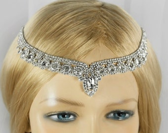 Wedding Vintage Headpiece, Forehead Band, Silver  Rhinestone Headband, Bridal Hair Accessories,Hair Jewelry, Hair Accessory-HA045