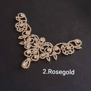 ROSE GOLD Rhinestone Applique,Bridal Applique,DIY Applique,Headband, Shoes,Sash,Wedding Accessories,Rhinestone trim 2.Rose Gold