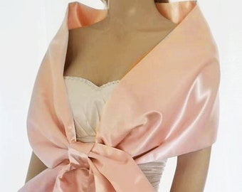 Wedding Shawl,Blush Satin Wrap, Double Face Shawl, Pink,Color Satin bolero,  Bride and Bridesmaid Shawls -SF004