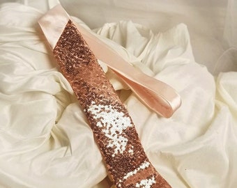 Rose Gold Sequin Necktie, Wedding Groom Groomsmen Tie