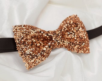 Wedding Rose Gold Crystal bow tie,Charcoal,Silver,Gold,Black Glitter bow tie, Adjustable PreTied bow tie,Groom,Groomsmen Accessories