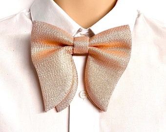 Glitter Butterfly bow tie,Rose Gold ,Gold,Silver Large Satin bow tie,Pocket Square,Pre-Tied Bow tie,Wedding Oversized bow tie,Tom Ford style