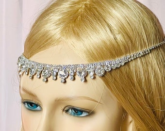 Vintage Rhinestone Wedding Headband, Bridal Hair Jewelry