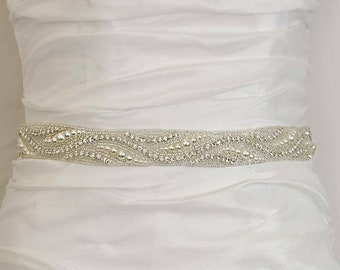 Wedding Rose Gold Sash Belt,Dress Sash,Rhinestone Bridal Sash,Cummerbunds, Pearl Dress Belt,Wedding Accessories-BT011