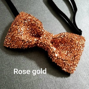 Wedding Rose Gold Crystal bow tie,Charcoal,Silver,Gold,Black Glitter bow tie, Adjustable PreTied bow tie,Groom,Groomsmen Accessories Rose gold