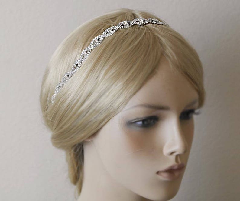 Silver Wedding Headband, Bridal Headpiece, Rhinestone Headband, Hair Tiara, Flower Girl,Hair Jewelry, Bridesmaid, Hair Accessory-HA011 image 4