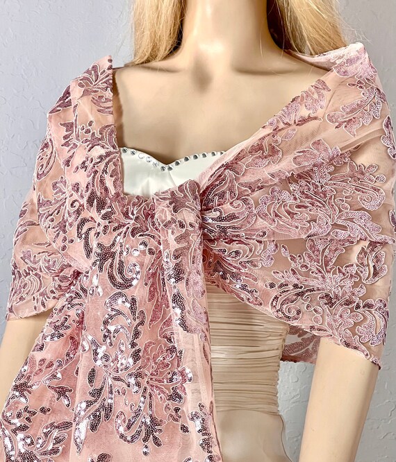 Rose Gold Sequins Embroidered Lace 