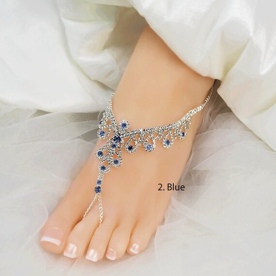 Rhinestone blue 2024 butterfly anklet