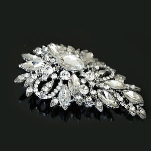 Wedding Silver Rhinestone Brooch , Bridal Brooch ,Crystal Brooch Component -BH003