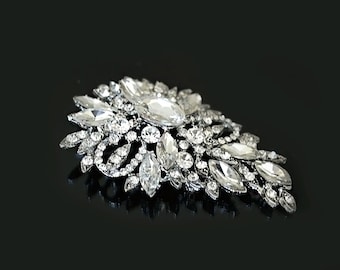 Wedding Silver Rhinestone Brooch , Bridal Brooch ,Crystal Brooch Component -BH003