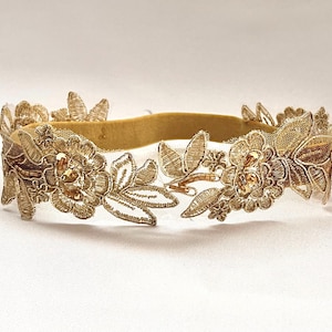 Gold Wedding Garter,Vintage Gold Beaded LaceGarter, Embroidery  Garter Set, Toss Garter , Keepsake Garter ,Customizable Handmade-GT038