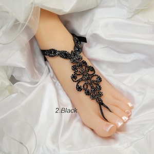 Wedding Rose Gold ,Silver,Black Barefoot Sandals,Bridal Foot Jewelry,Rhinestone Foot Jewelry,Footless Sandal,Bridesmaid Foot Jewelry SD 054 image 9