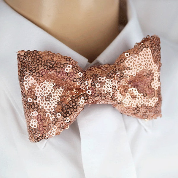 Rose Gold Sequin bow tie, Rose Gold glitter bow tie, Rose Gold Pocket Square, Rose Gold Kid bow tie, Color Sequin bow tie,Hand made