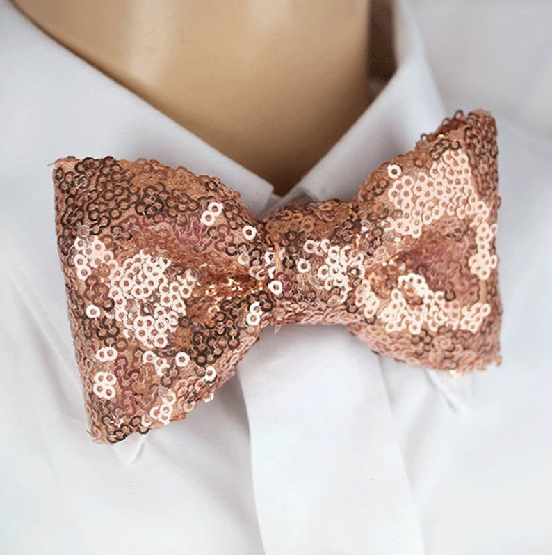 Rose Gold Sequin bow tie Rose Gold glitter bow tie Rose Gold Etsy