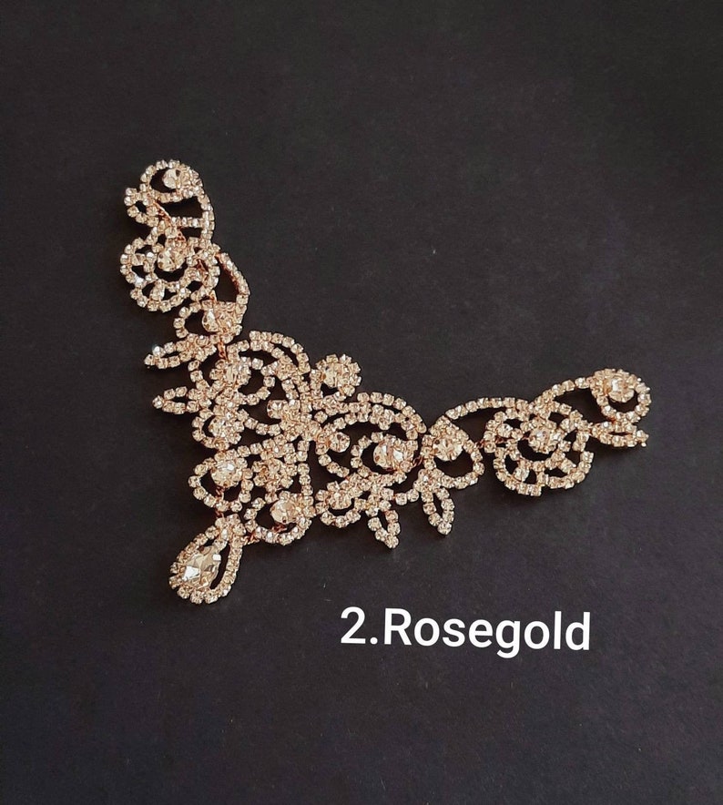 ROSE GOLD Rhinestone Applique,Bridal Applique,DIY Applique,Headband, Shoes,Sash,Wedding Accessories,Rhinestone trim 2.Rose Gold