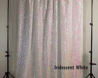 Iridescent White Wedding Sequins Backdrop,4ft Wx 8ft L,Photo booth Backdrop,Sequin Curtain for Wedding/ Party, Sequin fabric,background