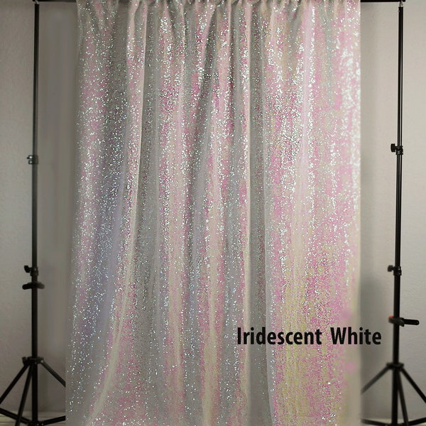 Iridescent White Wedding Sequins Backdrop,4ft Wx 8ft L,Photo booth Backdrop,Sequin Curtain for Wedding/ Party, Sequin fabric,background