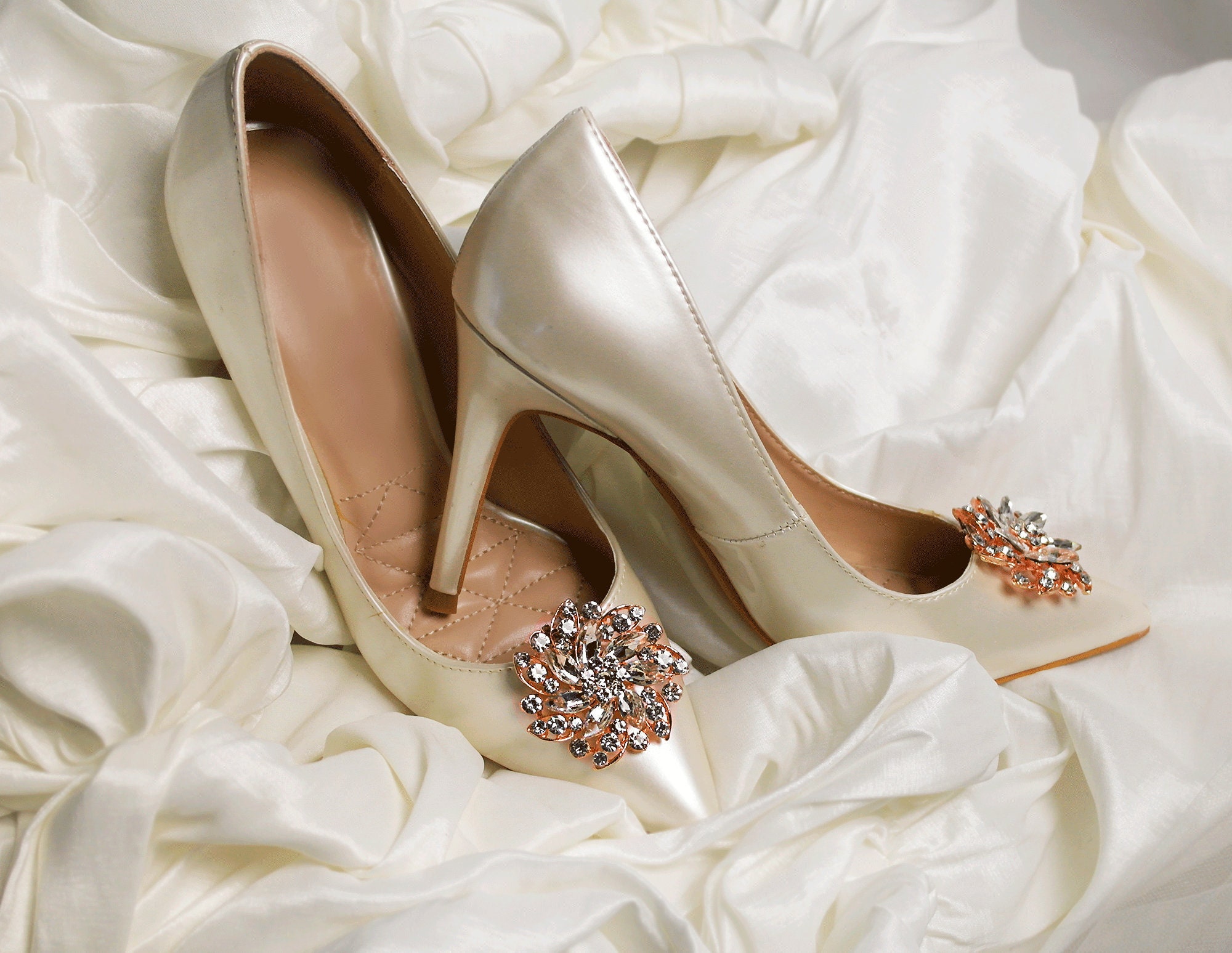 Rose Gold crystal Shoe Clips Bridal shoes Clips Jewelry Etsy