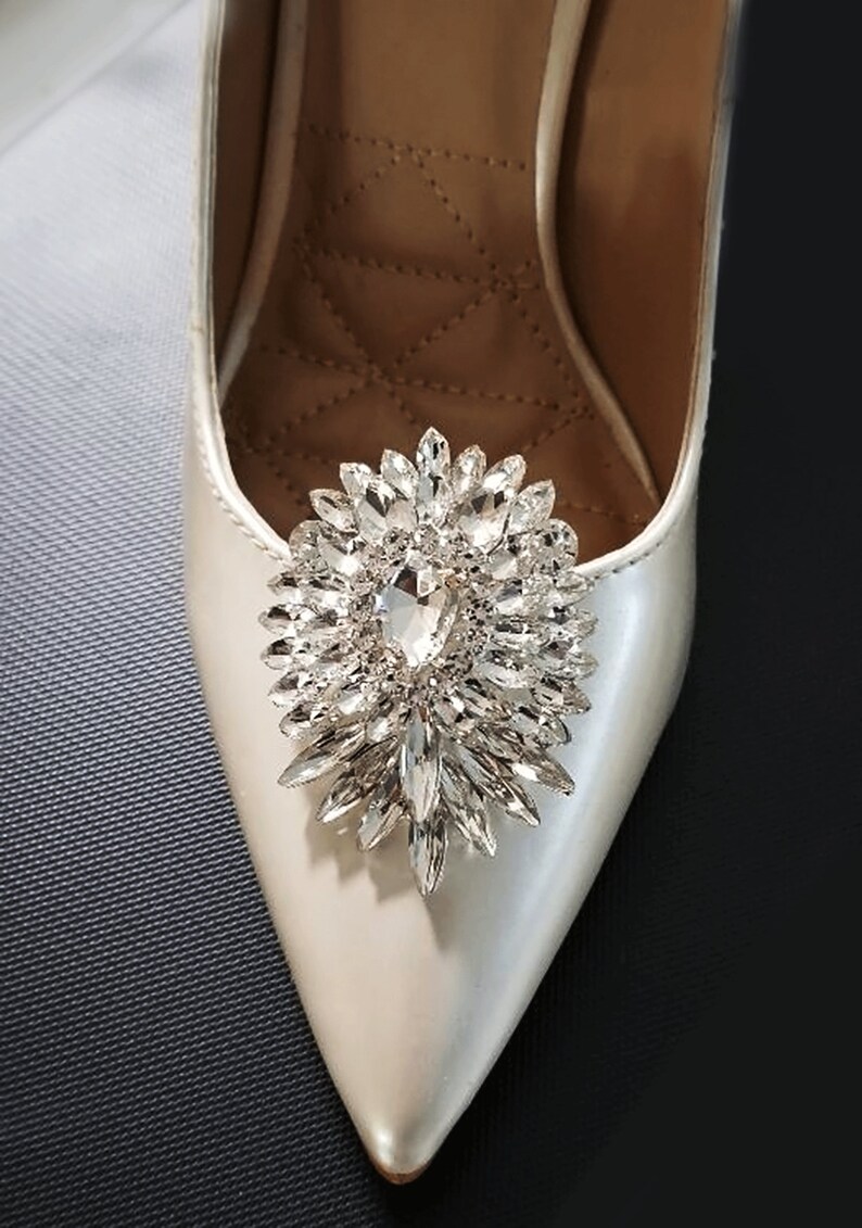 Silver crystal Shoe Clips Bridal shoes Clips Jewelry Etsy