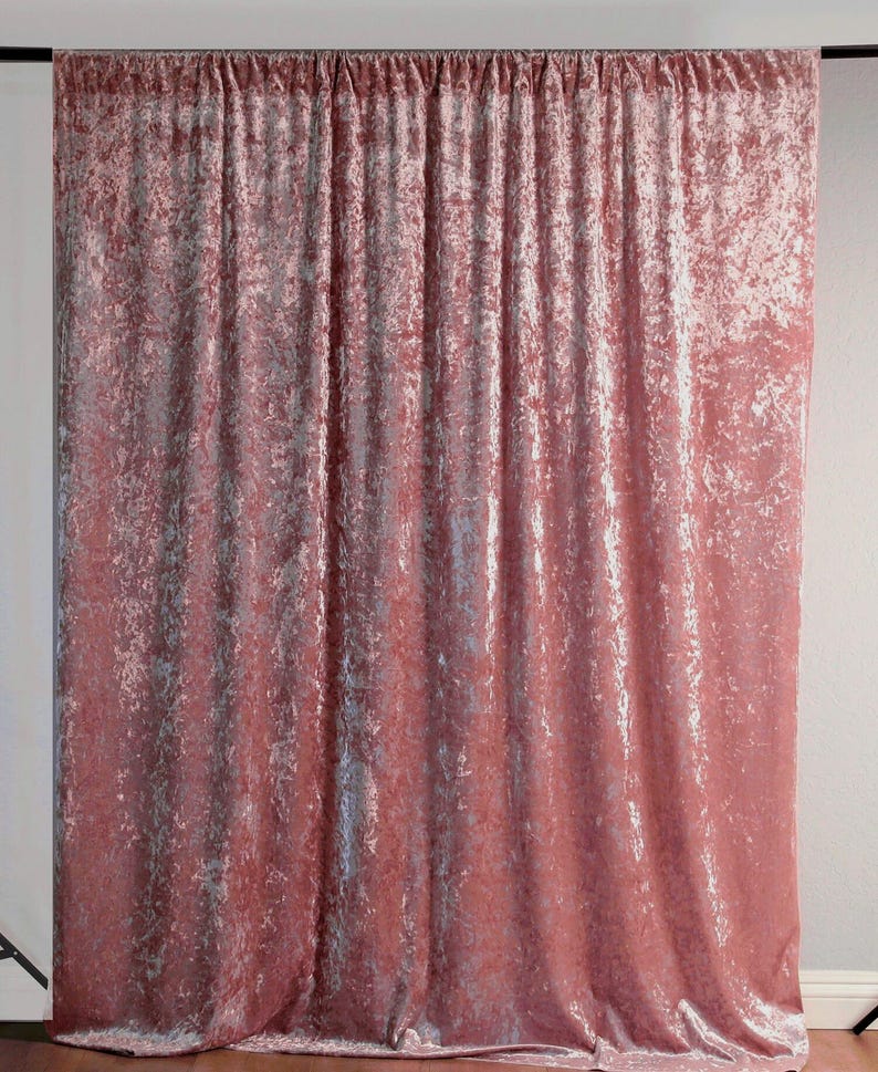 Dusty Rose Crushed Velvet Backdrop, 5x5 ft Wedding Photo Booth Curtain image 7