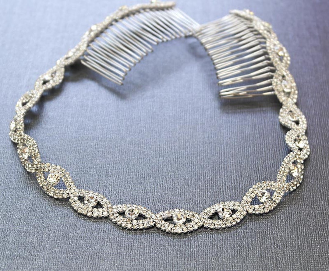 Silver Wedding Headband, Bridal Headpiece, Rhinestone Headband, Hair ...