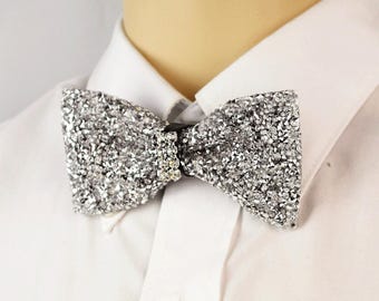 Crystal Beaded Bow Tie, Adjustable Pre-Tied, Groomsmen Accessories
