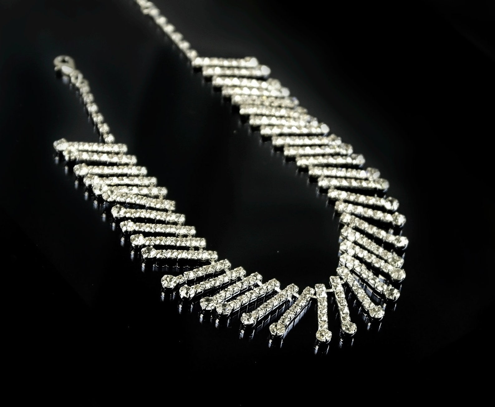Crystal Rhinestone Choker Necklace, Bridal Wedding Jewelry - Etsy