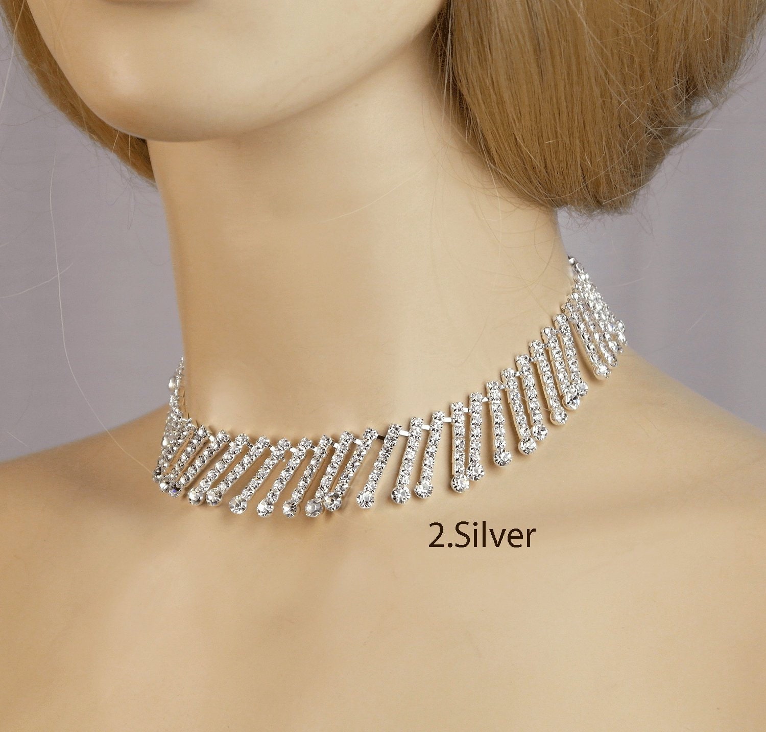 Crystal Rhinestone Choker Necklace, Bridal Wedding Jewelry - Etsy